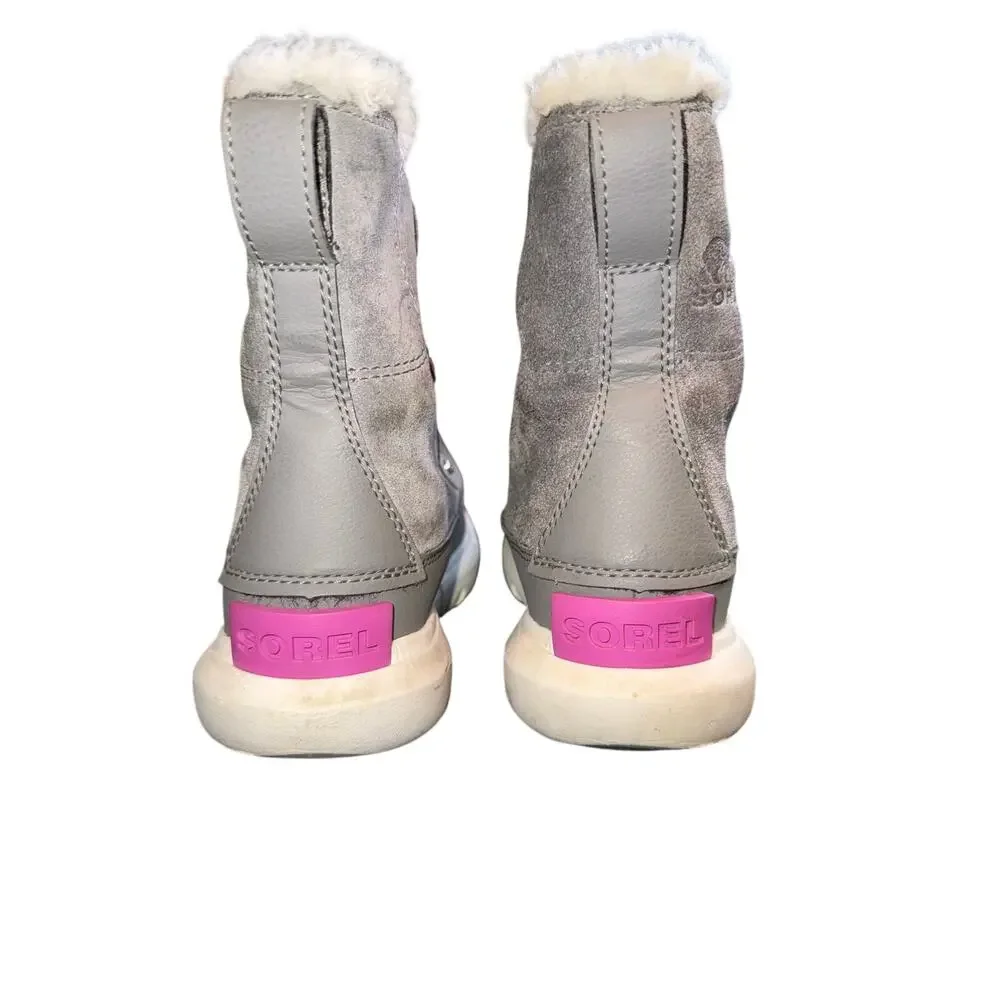 Sorel Waterproof Explorer Faux Fur Lined Boot - Quarry - size 1 kids - D-O4
